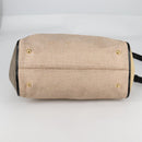 FENDI Camel Rain Hand Bag Canvas 2way Beige Gold Auth BA5335-12