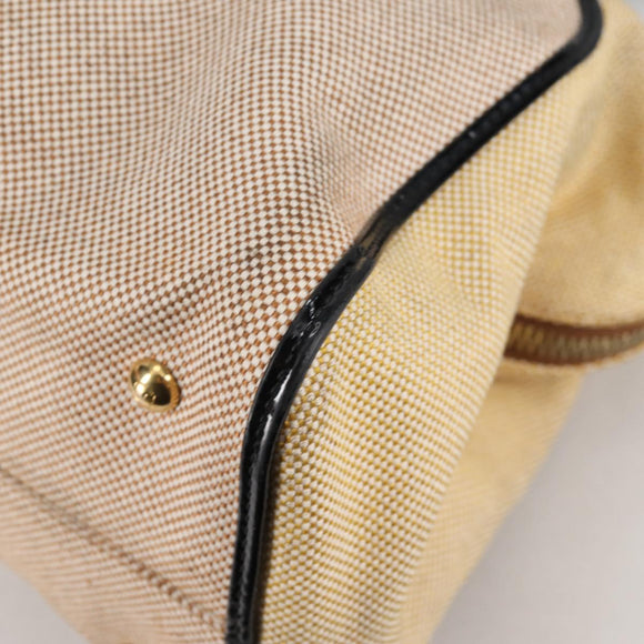 FENDI Camel Rain Hand Bag Canvas 2way Beige Gold Auth BA5335