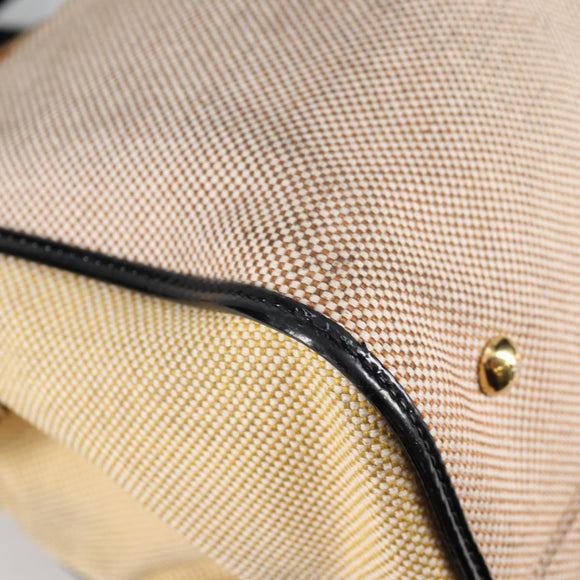 FENDI Camel Rain Hand Bag Canvas 2way Beige Gold Auth BA5335