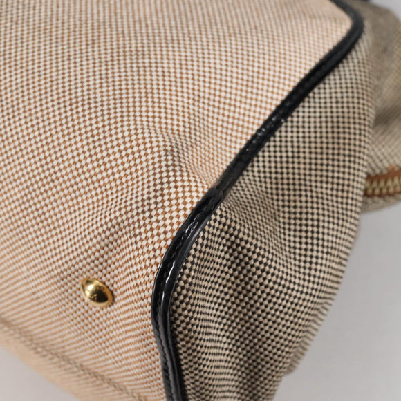 FENDI Camel Rain Hand Bag Canvas 2way Beige Gold Auth BA5335