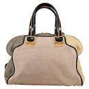 FENDI Camel Rain Hand Bag Canvas 2way Beige Gold Auth BA5335-2