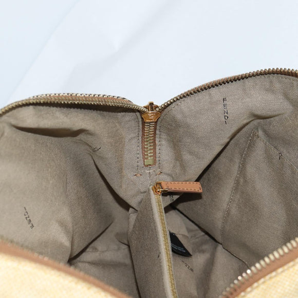 FENDI Camel Rain Hand Bag Canvas 2way Beige Gold Auth BA5335
