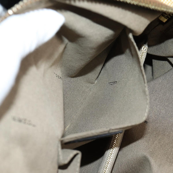 FENDI Camel Rain Hand Bag Canvas 2way Beige Gold Auth BA5335
