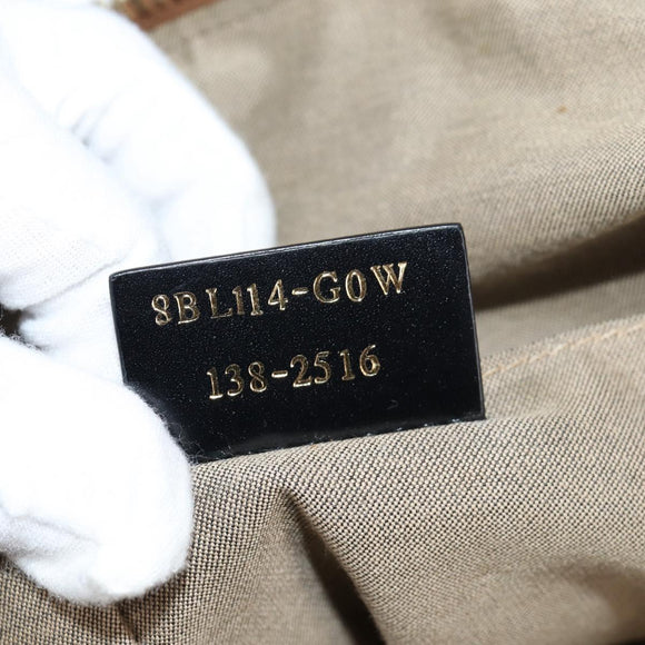 FENDI Camel Rain Hand Bag Canvas 2way Beige Gold Auth BA5335