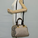 FENDI Camel Rain Hand Bag Canvas 2way Beige Gold Auth BA5335-26