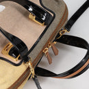 FENDI Camel Rain Hand Bag Canvas 2way Beige Gold Auth BA5335-6