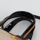 FENDI Camel Rain Hand Bag Canvas 2way Beige Gold Auth BA5335-8