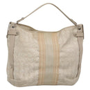 Salvatore Ferragamo Shoulder Bag Nylon Beige Silver Auth BA5336-1