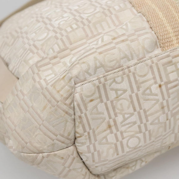 Salvatore Ferragamo Shoulder Bag Nylon Beige Silver Auth BA5336