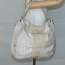 Salvatore Ferragamo Shoulder Bag Nylon Beige Silver Auth BA5336-24