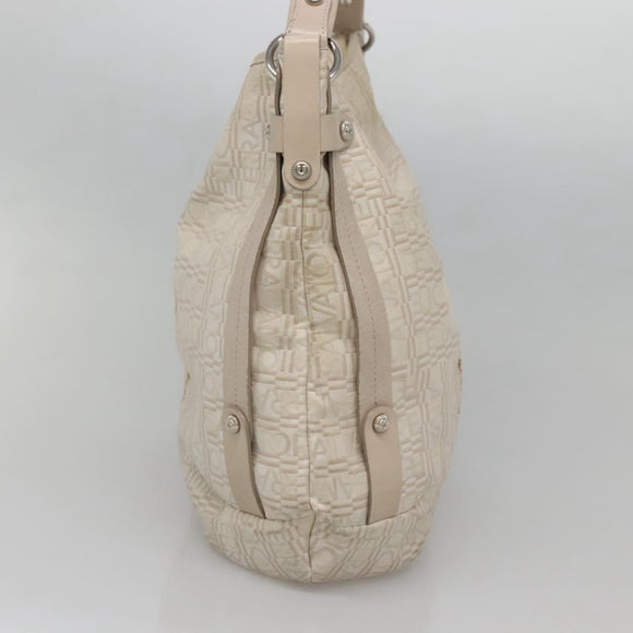 Salvatore Ferragamo Shoulder Bag Nylon Beige Silver Auth BA5336