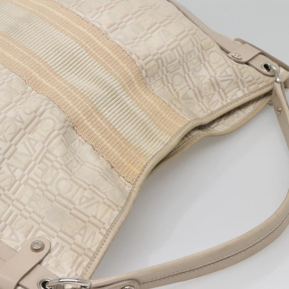 Salvatore Ferragamo Shoulder Bag Nylon Beige Silver Auth BA5336