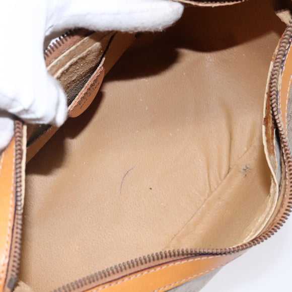 CELINE Macadam Canvas Shoulder Bag PVC Beige Gold Auth BA5337