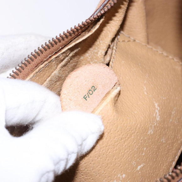 CELINE Macadam Canvas Shoulder Bag PVC Beige Gold Auth BA5337