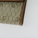 Christian Dior Honeycomb Canvas Chain Shoulder Bag PVC Beige Gold Auth BA5344-15