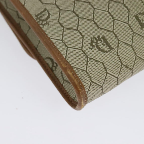 Christian Dior Honeycomb Canvas Chain Shoulder Bag PVC Beige Gold Auth BA5344