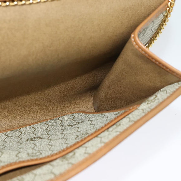 Christian Dior Honeycomb Canvas Chain Shoulder Bag PVC Beige Gold Auth BA5344