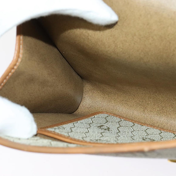 Christian Dior Honeycomb Canvas Chain Shoulder Bag PVC Beige Gold Auth BA5344