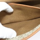 Christian Dior Honeycomb Canvas Chain Shoulder Bag PVC Beige Gold Auth BA5344-20