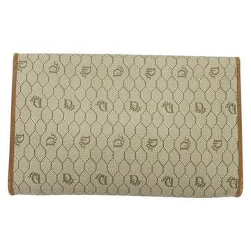 Christian Dior Honeycomb Canvas Chain Shoulder Bag PVC Beige Gold Auth BA5344 - 0