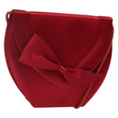 SAINT LAURENT Shoulder Bag Satin Red Gold Auth BA5345-1
