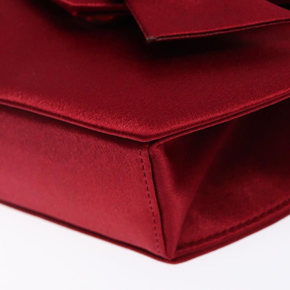 SAINT LAURENT Shoulder Bag Satin Red Gold Auth BA5345