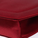 SAINT LAURENT Shoulder Bag Satin Red Gold Auth BA5345-15