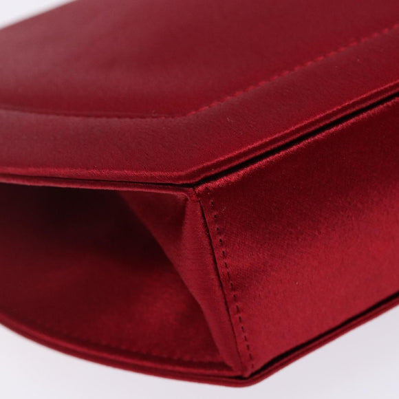 SAINT LAURENT Shoulder Bag Satin Red Gold Auth BA5345