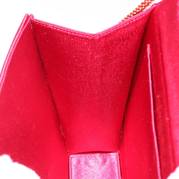SAINT LAURENT Shoulder Bag Satin Red Gold Auth BA5345
