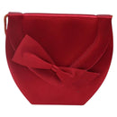 SAINT LAURENT Shoulder Bag Satin Red Gold Auth BA5345-13