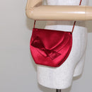 SAINT LAURENT Shoulder Bag Satin Red Gold Auth BA5345-20