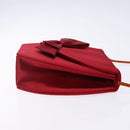 SAINT LAURENT Shoulder Bag Satin Red Gold Auth BA5345-3