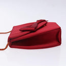 SAINT LAURENT Shoulder Bag Satin Red Gold Auth BA5345-4