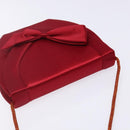 SAINT LAURENT Shoulder Bag Satin Red Gold Auth BA5345-6