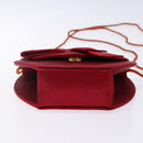 SAINT LAURENT Shoulder Bag Satin Red Gold Auth BA5345-5