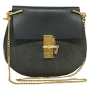 Chloe Chain Drew Shoulder Bag Leather Khaki Gold Auth BA5346-1