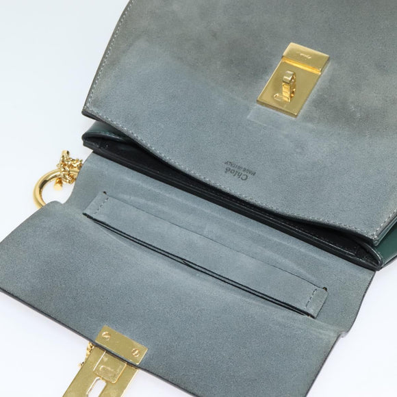 Chloe Chain Drew Shoulder Bag Leather Khaki Gold Auth BA5346