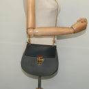 Chloe Chain Drew Shoulder Bag Leather Khaki Gold Auth BA5346-23