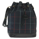 Burberrys Nova Check Shoulder Bag PVC Navy Gold Auth BA5347-1