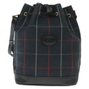 Burberrys Nova Check Shoulder Bag PVC Navy Gold Auth BA5347-13