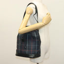 Burberrys Nova Check Shoulder Bag PVC Navy Gold Auth BA5347-22