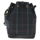 Burberrys Nova Check Shoulder Bag PVC Navy Gold Auth BA5347-2