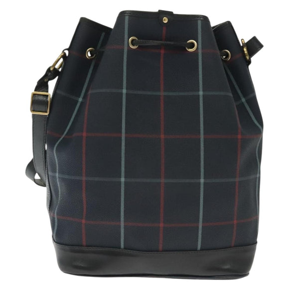 Burberrys Nova Check Shoulder Bag PVC Navy Gold Auth BA5347