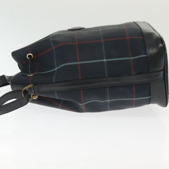 Burberrys Nova Check Shoulder Bag PVC Navy Gold Auth BA5347