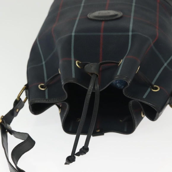 Burberrys Nova Check Shoulder Bag PVC Navy Gold Auth BA5347