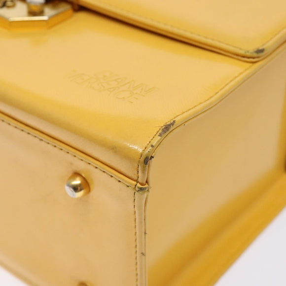 Gianni Versace Hand Bag Leather Yellow Gold Auth BA5349