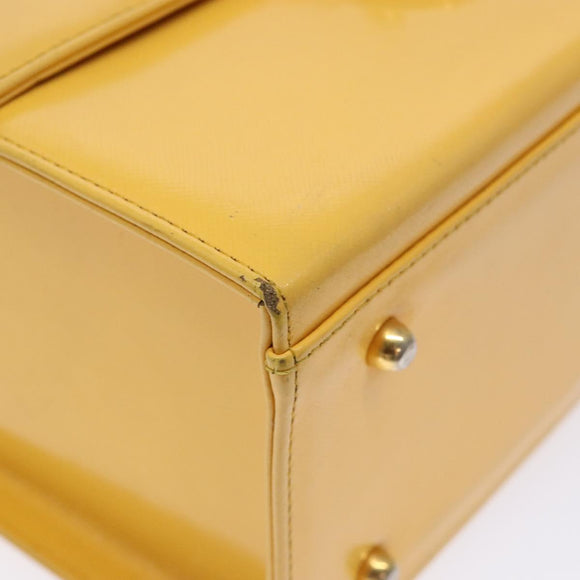 Gianni Versace Hand Bag Leather Yellow Gold Auth BA5349