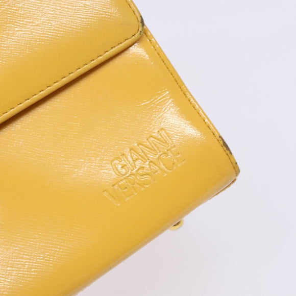 Gianni Versace Hand Bag Leather Yellow Gold Auth BA5349