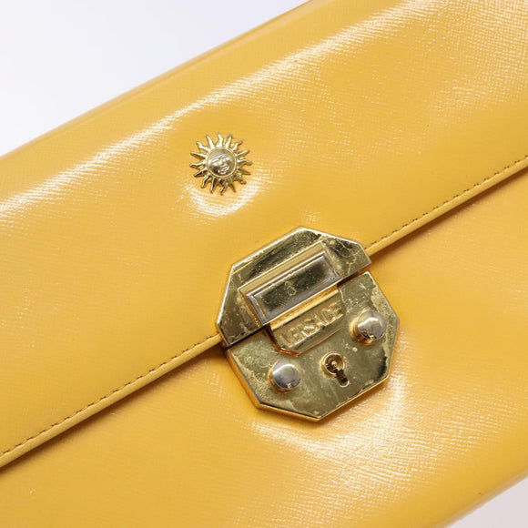 Gianni Versace Hand Bag Leather Yellow Gold Auth BA5349