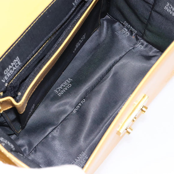 Gianni Versace Hand Bag Leather Yellow Gold Auth BA5349